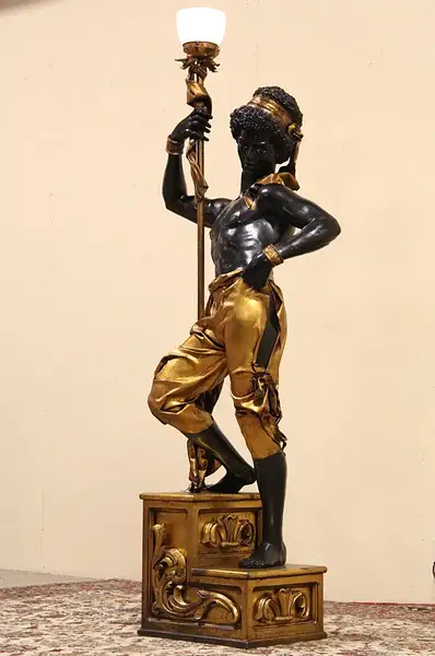 Main image of Blackamoor Vintage Italian Statue with Lamp