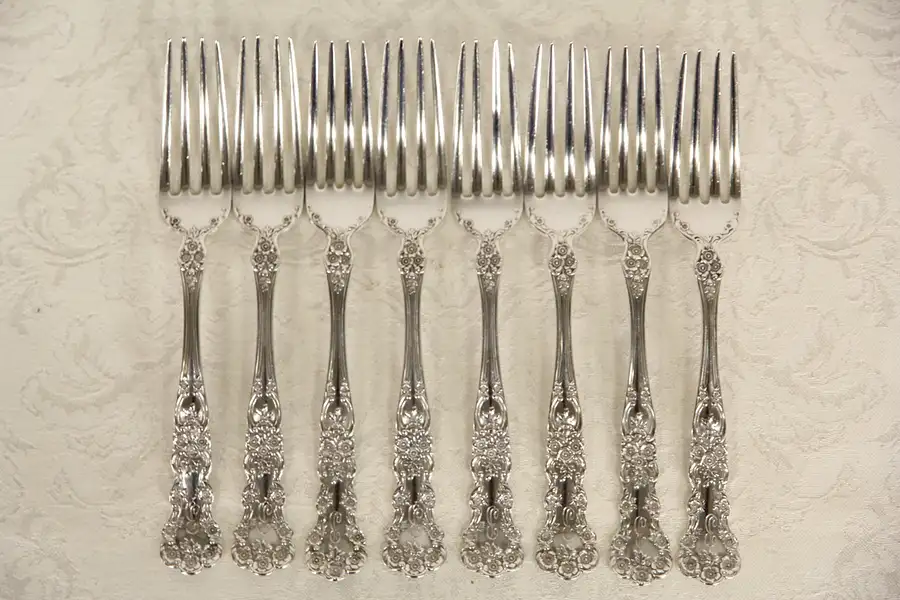 Main image of Set of 8 Gorham Buttercup Sterling Silver Dinner Forks, Monogram B