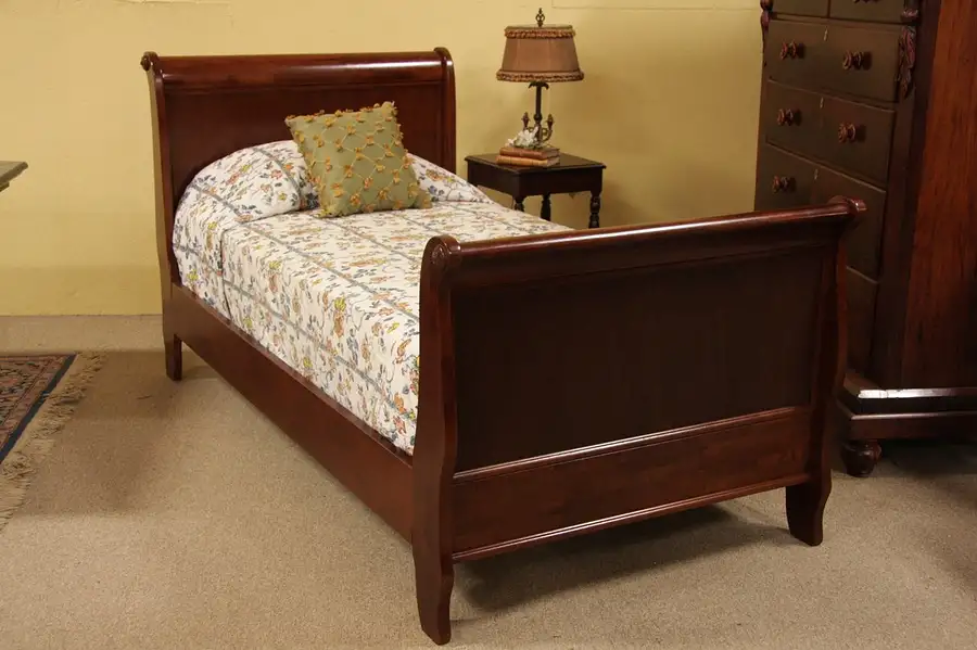 Main image of Twin or Single Mahogany Sleigh Bed