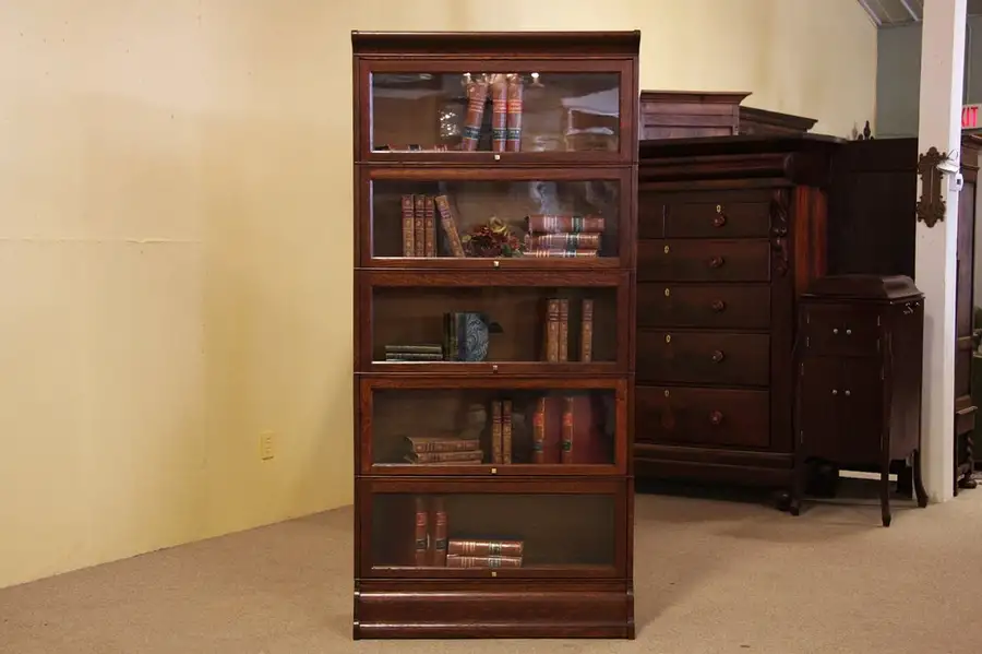 Main image of Pearson Lawyer's Oak 5 Stack Antique Bookcase