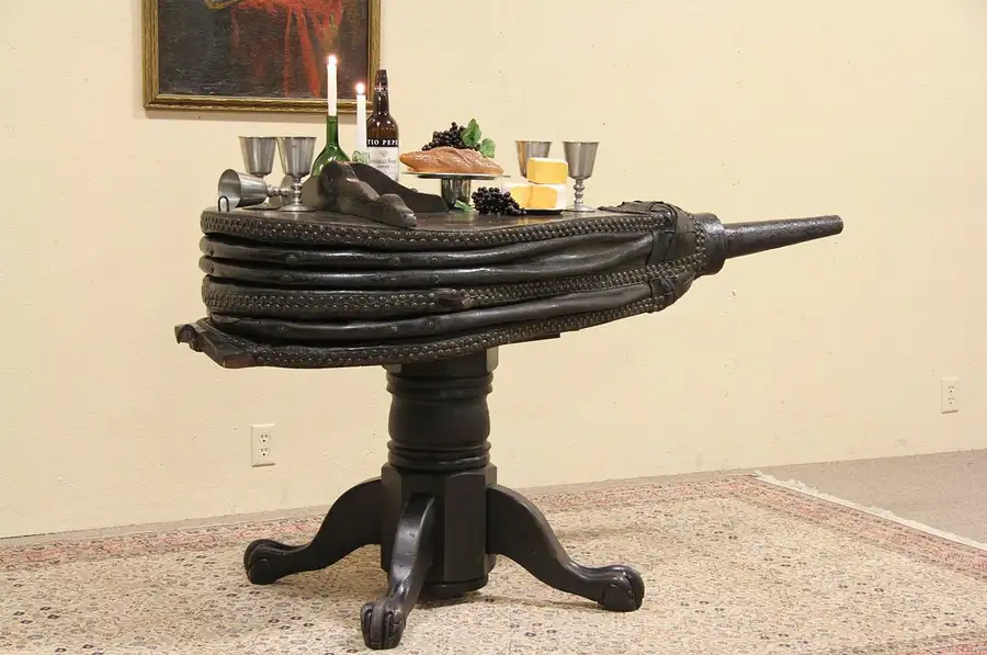 Main image of Blacksmith 1870 Antique Bellows Mounted as Wine Table