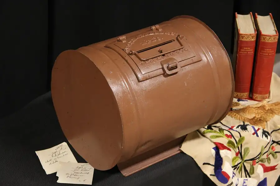 Main image of Barnard Signed Tin 1890's Antique Ballot Box