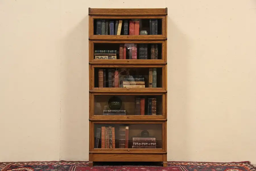 Main image of Macey Oak Lawyer or Barrister 1900 Antique 5 Stack Bookcase