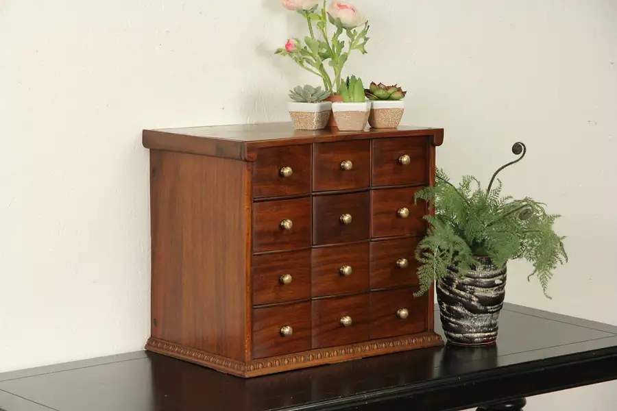 Main image of Collector or Jewelry Box, 1910 Mahogany Antique, 8 Drawers
