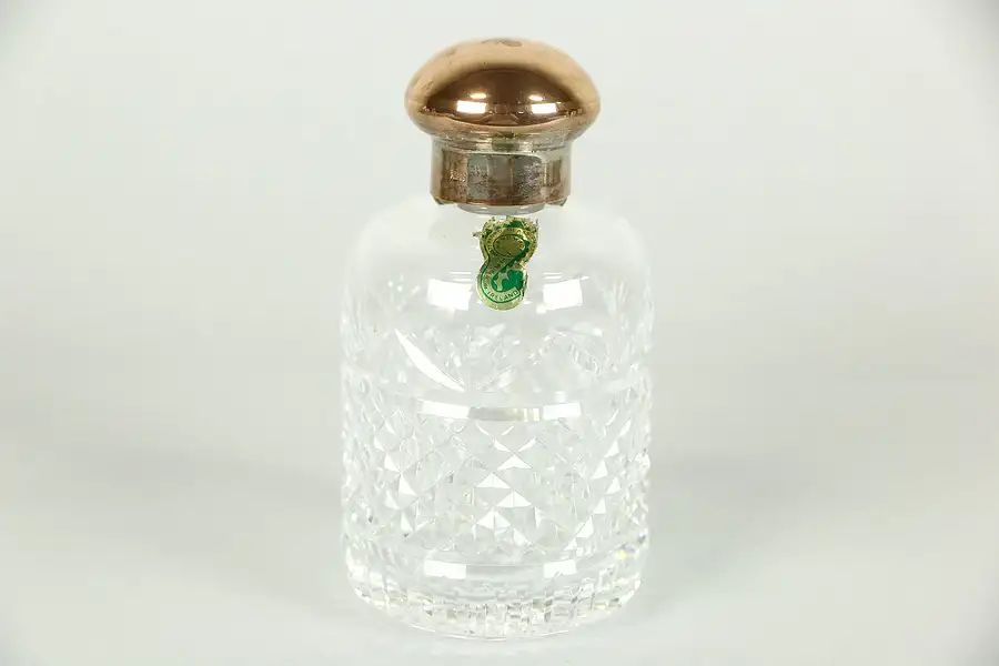 Main image of Waterford Signed Scent or Cologne Bottle, Stopper, Silver Plate Copper Cap