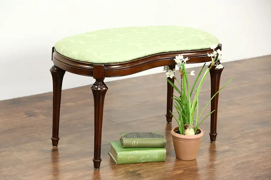 Main image of Kidney Shape Carved Maple Traditional 1925 Era Bench