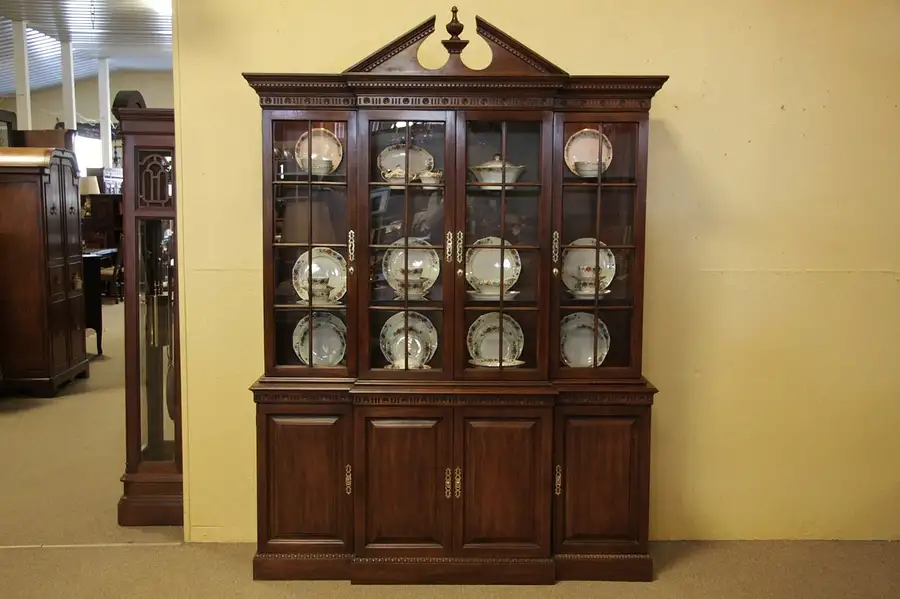 Main image of Davis Mahogany Breakfront China Cabinet or Bookcase