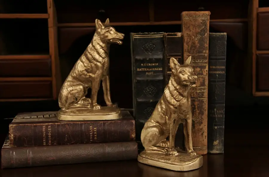 Main image of Pair Antique 1915 Shepherd Dog Bookends
