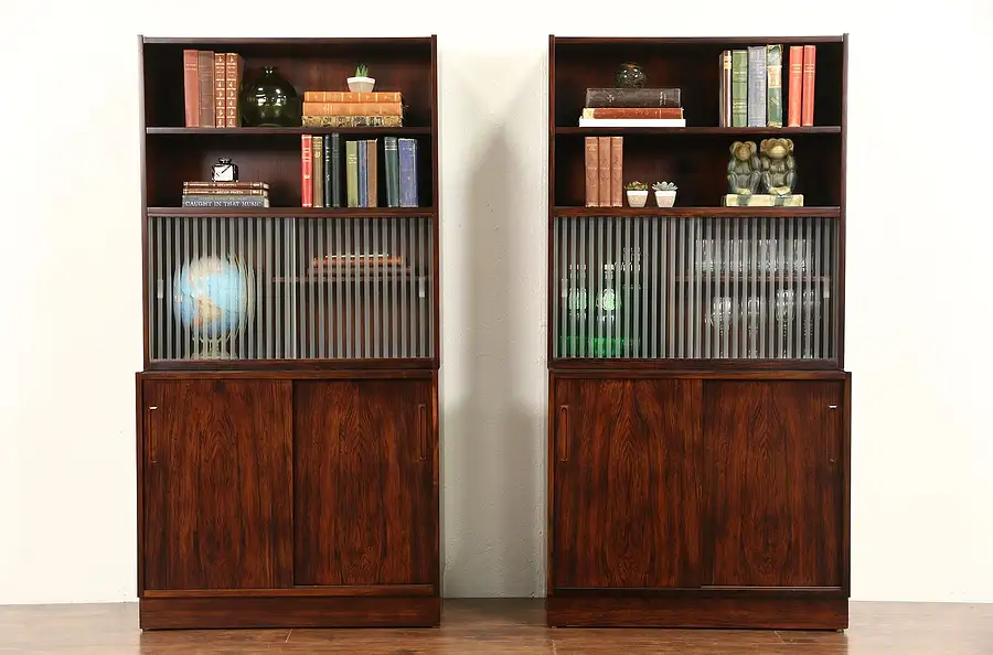 Main image of Pair Rosewood Midcentury Danish Modern 1971 Vintage Cabinets or Bookcases