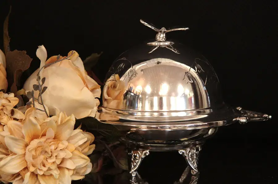 Main image of Butterfly Victorian Silver Butter Dome Server
