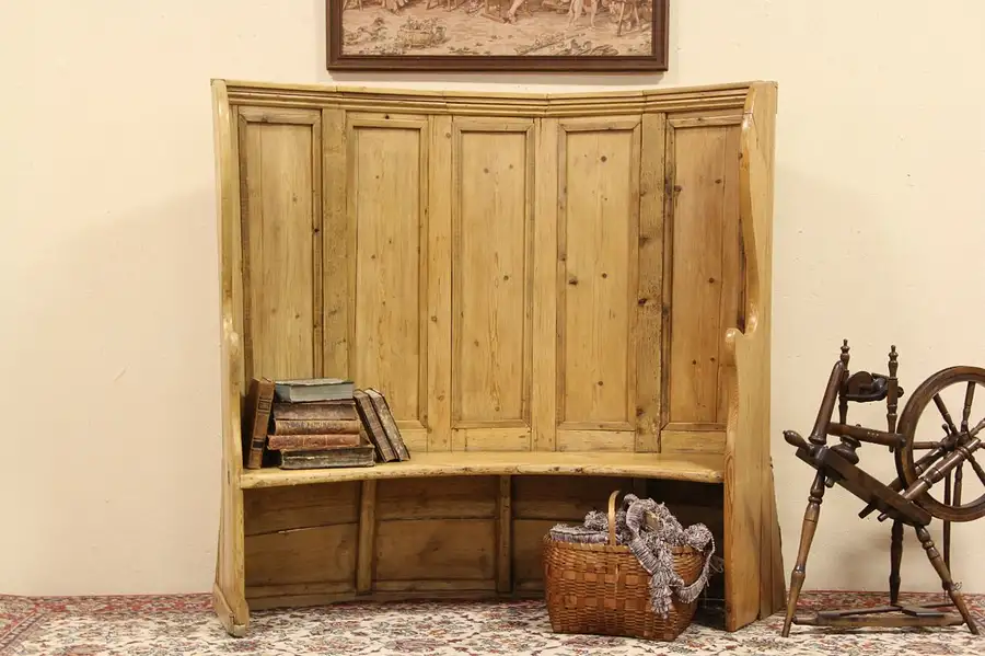 Main image of Country Pine 1800's Fireside or Courting Bench