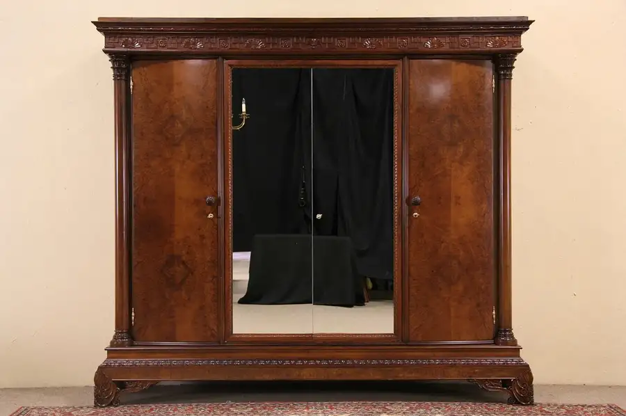 Main image of Classical Carved 1925 Italian Armoire or Wardrobe Closet