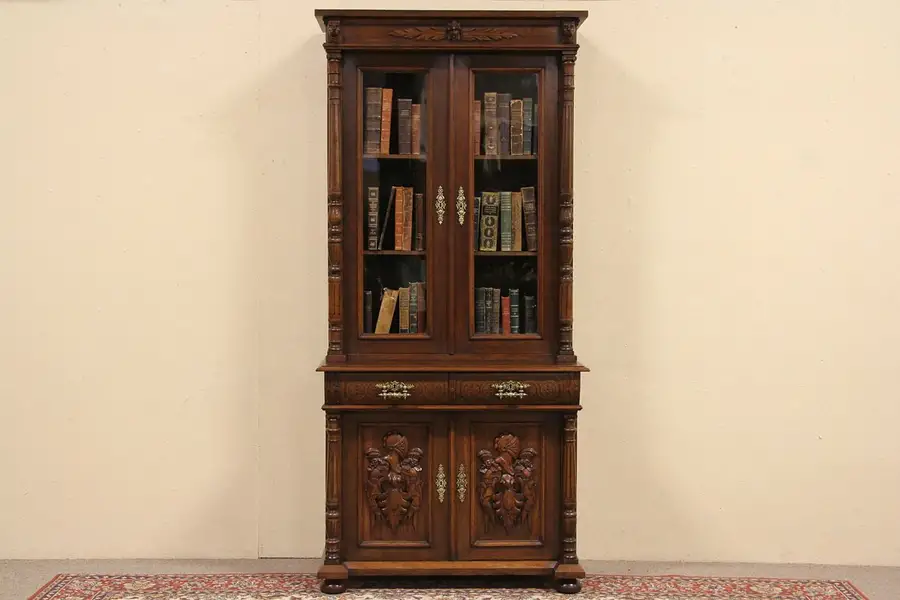 Main image of Renaissance Carved Knights Oak 1890 Bookcase