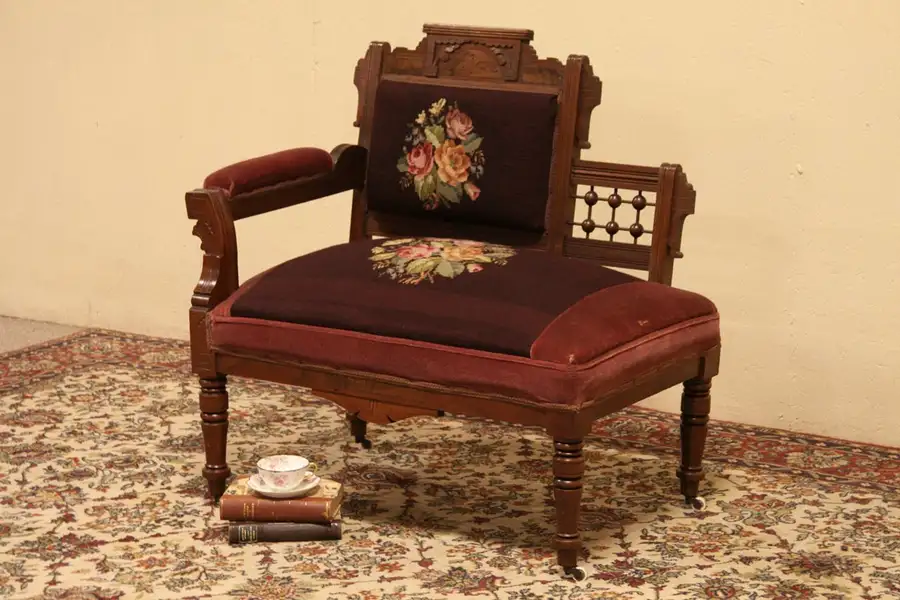 Main image of Victorian Eastlake 1880 Antique Bustle Bench or Photographer Chair