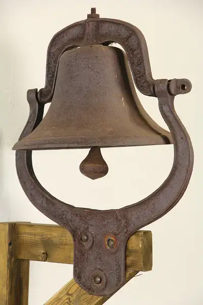 Main image of Cast Iron 1890's Antique School House Bell & Yoke