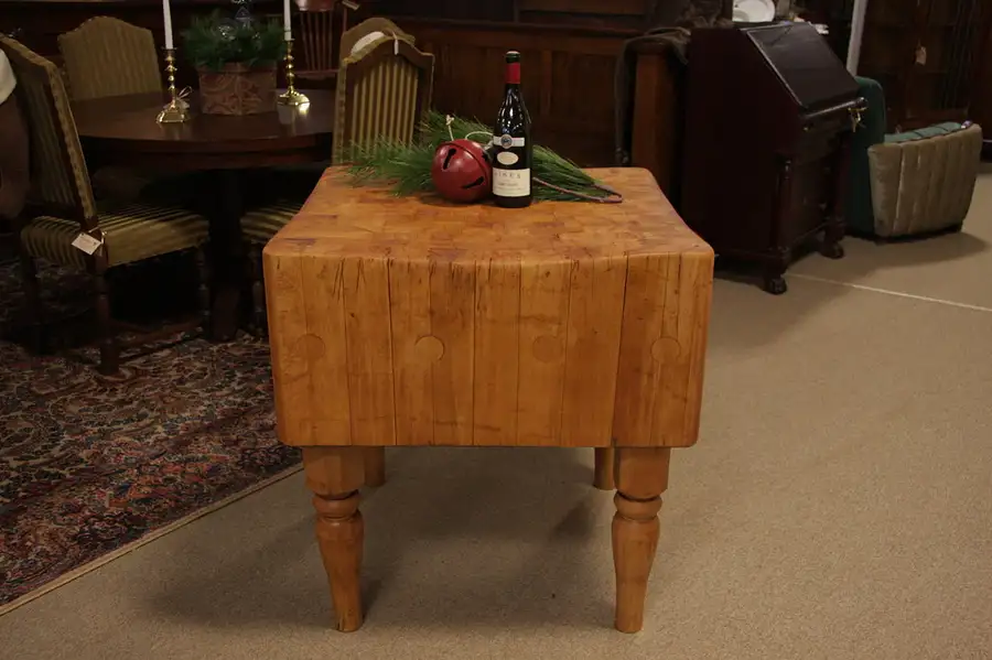 Main image of Antique Butcher's Chopping Block or Kitchen Island