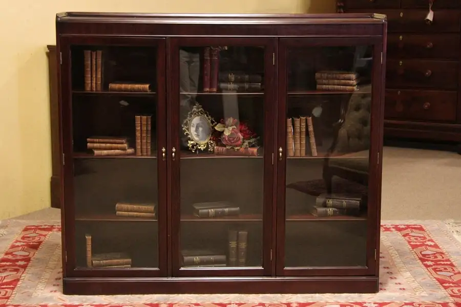 Main image of Triple 1900 Antique Bookcase, Glass Doors