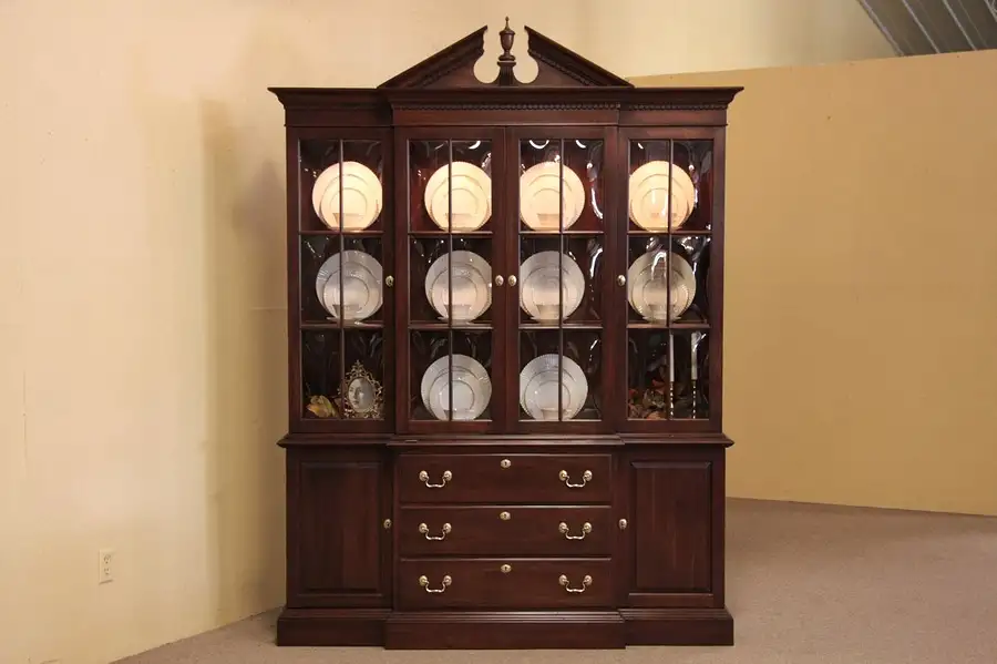 Main image of Cherry Ethan Allen Breakfront China Cabinet Bookcase