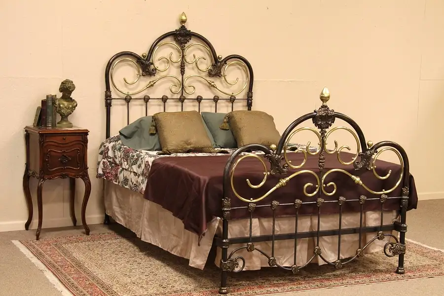 Main image of Victorian Antique Brass & Iron Queen Size Bed