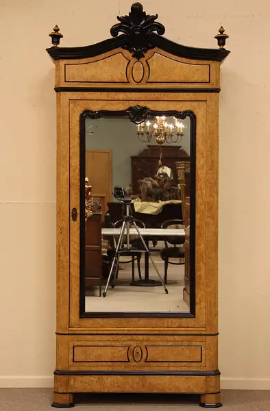 Main image of Birdseye Maple & Ebony Armoire, Secret Drawer