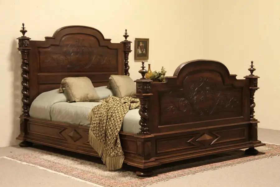 Main image of Renaissance Carved Queen Size Antique Bed