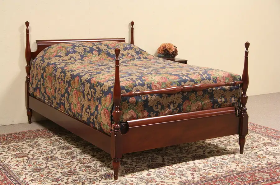 Main image of Four Poster Mahogany 1950 Full Size Vintage Bed