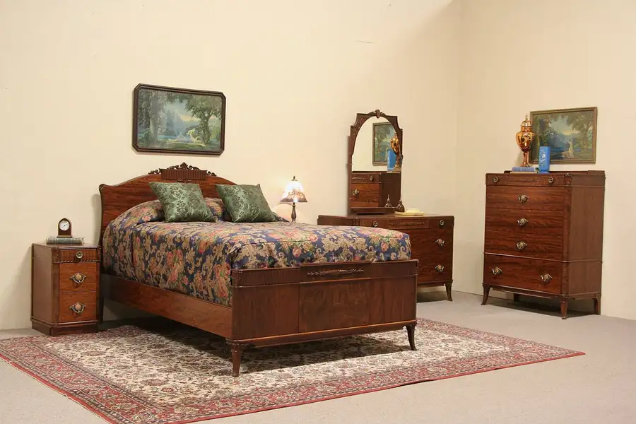 Main image of French Art Deco Design 1930's Full Size Bedroom Set
