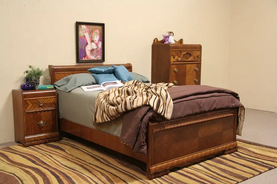 Main image of Art Deco 1935 Waterfall Full Size 3 Pc Bedroom Set