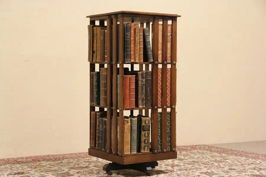Main image of Spinning Oak 1900 Antique Revolving Bookcase