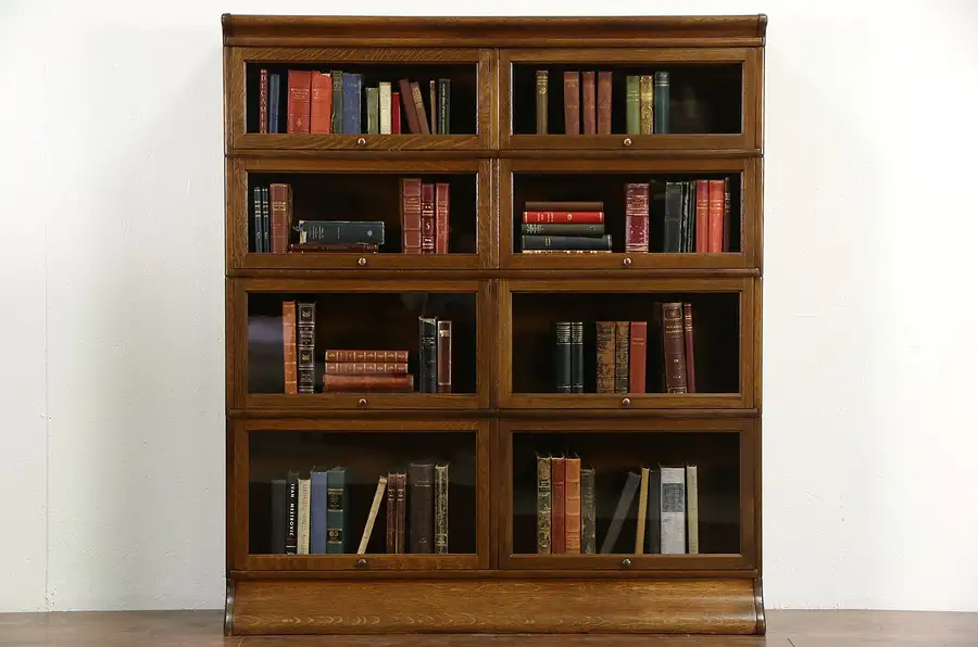 Main image of Double Barrister or Lawyer Oak Stacking Bookcase, Signed Viking 1908