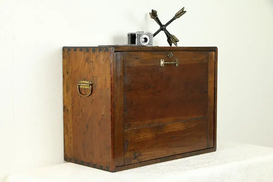 Main image of Country Pine Antique Tool or Jewelry Chest or Collector Cabinet