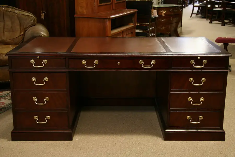 Main image of Baker Leather Top Mahogany Executive Desk