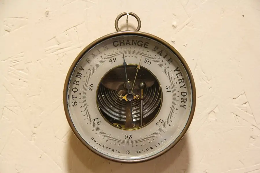 Main image of Holosteric French PHBN Antique 1920 Brass Barometer