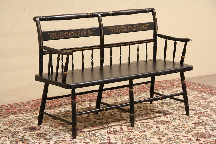 Main image of Hitchcock 1900 Antique Painted & Stenciled Bench
