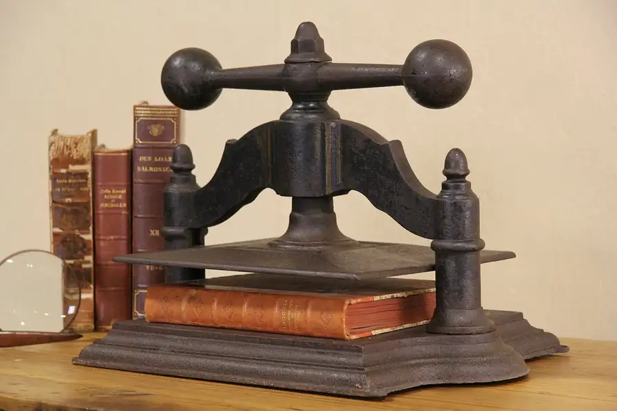 Main image of Cast Iron Book Binder Screw Press, late 1800's