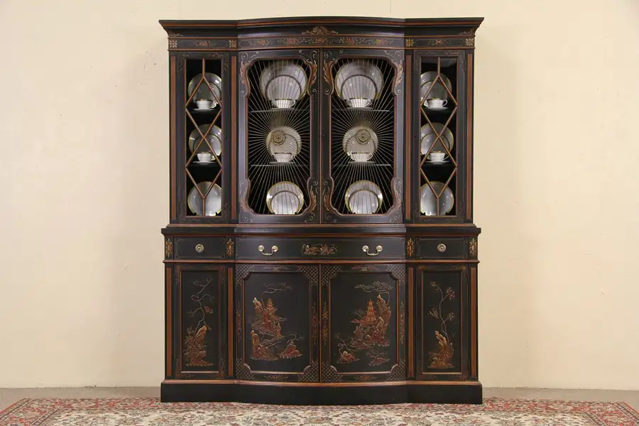 Main image of Chinese Style Breakfront China Cabinet or Bookcase