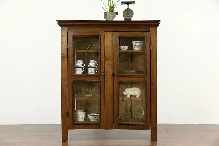 Main image of Country Pine & Butternut Antique Pantry Pie Safe Cupboard