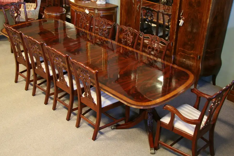 Main image of Georgian Dining Set, Mahogany 11'8" Table, 10 Chairs