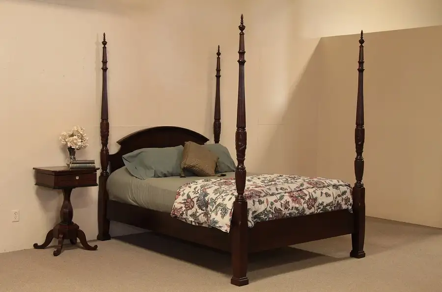 Main image of Cherry & Mahogany Rice Queen 4 Poster Bed