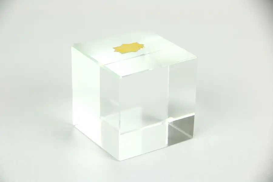 Main image of Cube Crystal Paperweight, Signed Embassy Hand Cut NSP, Japan