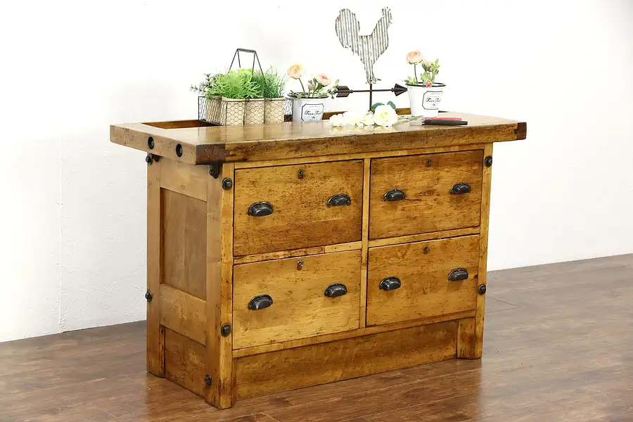 Main image of Kitchen Island or Wine & Cheese Counter, Maple 1925 Antique Workbench
