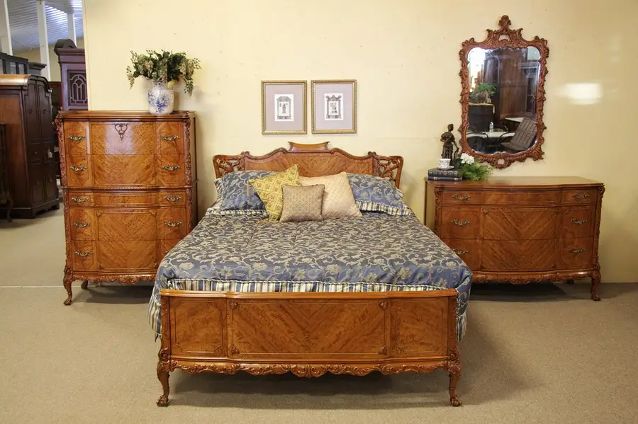 Main image of Bedrooom Set Satinwood 4 Pc. Antique French Style