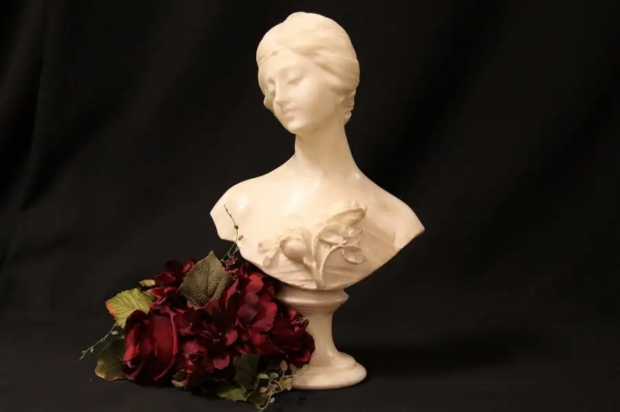 Main image of Carved Cipriani Statue Alabaster Sculpture of Young