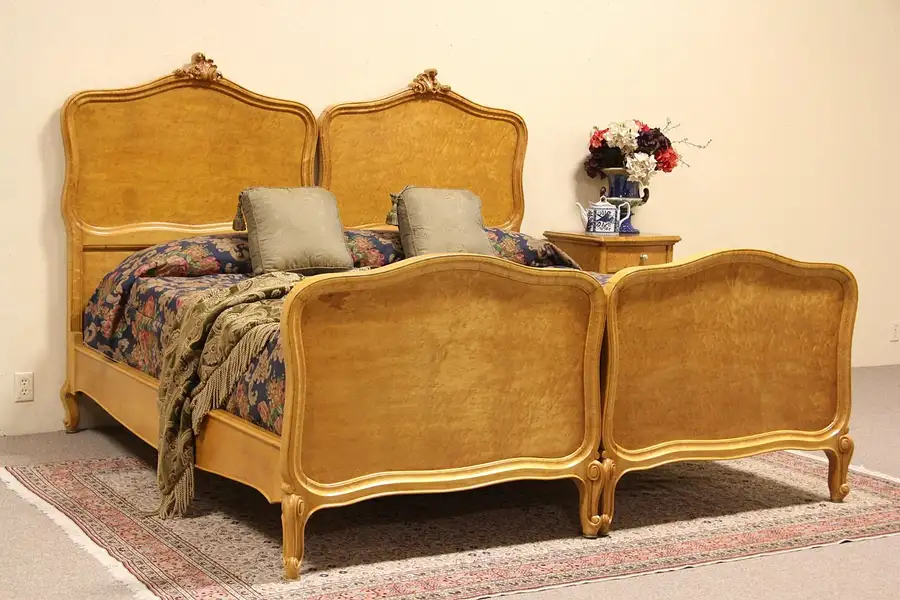 Main image of Birdseye Curly Maple 1910 King Size Bed or Pair of Twin Beds
