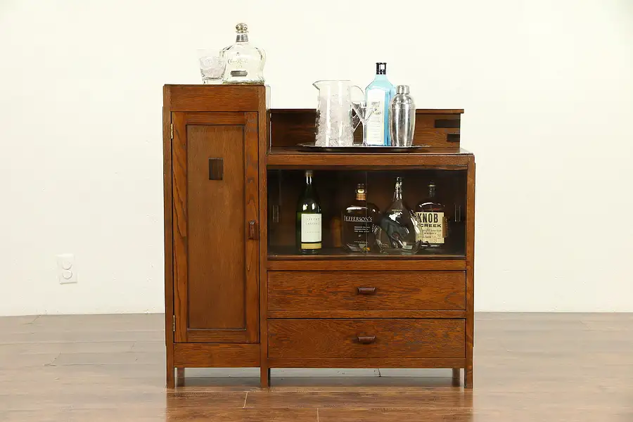 Main image of Art Deco Sideboard, Server or Bar Cabinet, Oak & Rosewood, Scandinavia