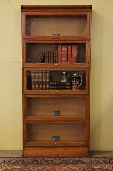 Main image of Oak Barrister Lawyer 5 Stack Bookcase Viking
