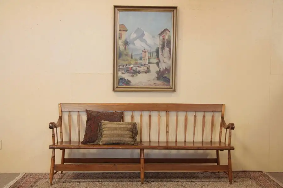 Main image of New England Country Pine Deacon, Hall Bench Settle