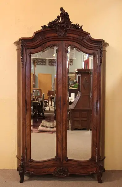 Main image of Carved Rosewood French Armoire, Curved Sides
