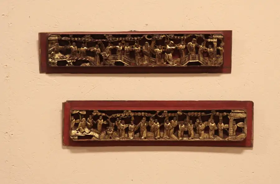 Main image of Pair Chinese Temple Carving Architectural Fragments