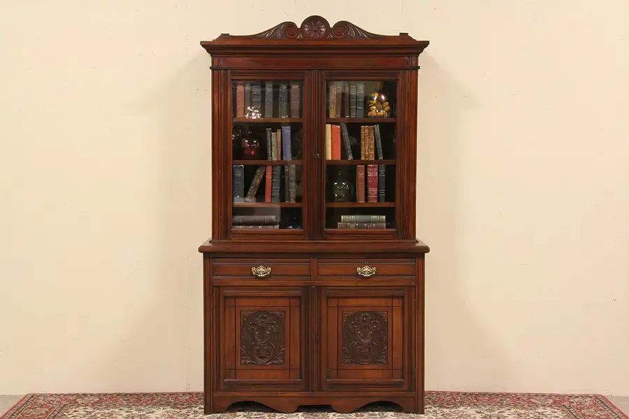 Main image of Victorian Antique 1900 Bookcase Display Cabinet